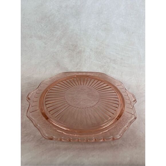 Vintage Pink Depression Glass Footed Platter - Picture 1 of 7